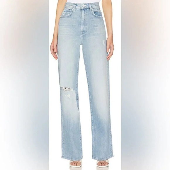 NWT MOTHER High Waisted Tunnel Vision Sneak Sippin' Sweet Tea Blue Size 29 - Picture 1 of 10
